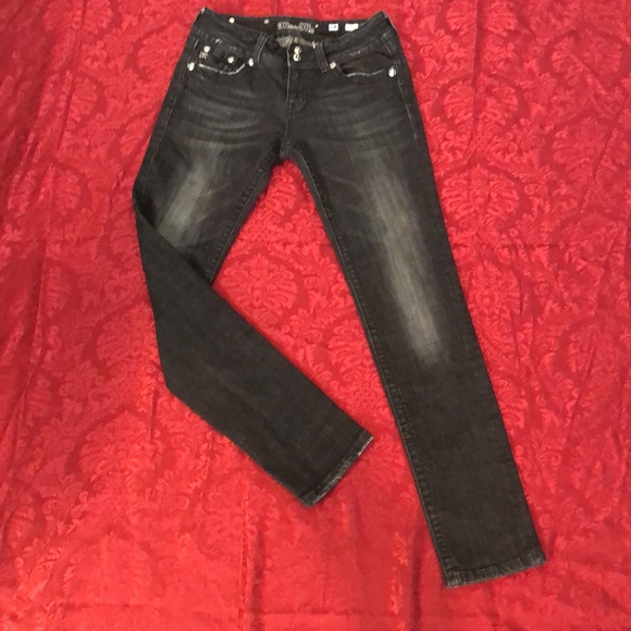 Miss Me Sz 28 angel wing embellished black skinny jeans w/factory distressing 🧿 - Picture 7 of 16